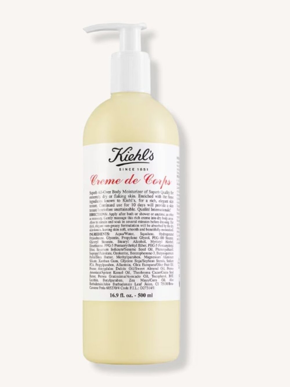 Kiehl's Creme de Corps Body Moisturizer | 16.9 oz | NWT
